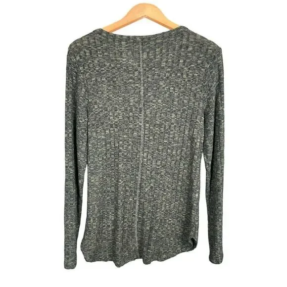 No Boundaries Shirt Size XL (15-17) Dark Green Black Ribbed Knit Long Sleeve - Picture 5 of 6